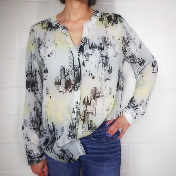 Banana Republic Tops - 🌈 Banana Republic City Skyline Button Up Top